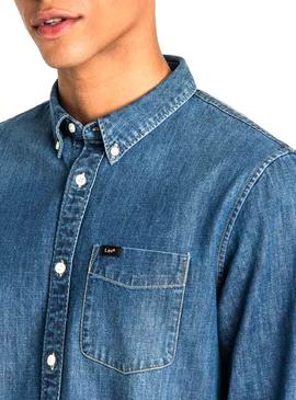 Camisa Lee Button Down Denim Hombre