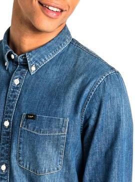 Camisa Lee Button Down Denim Hombre