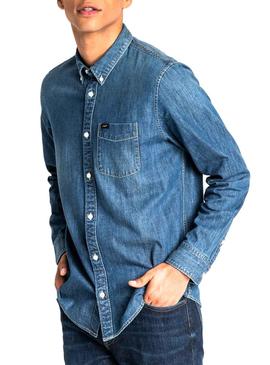 Camisa Lee Button Down Denim Hombre