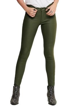 Pantalon Only Kendell Coated Verde Mujer