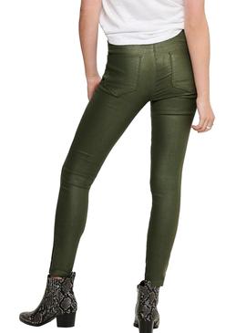 Pantalon Only Kendell Coated Verde Mujer