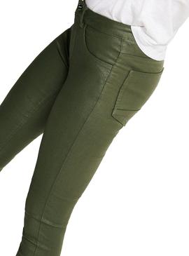 Pantalon Only Kendell Coated Verde Mujer