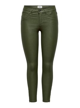 Pantalon Only Kendell Coated Verde Mujer