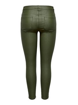 Pantalon Only Kendell Coated Verde Mujer