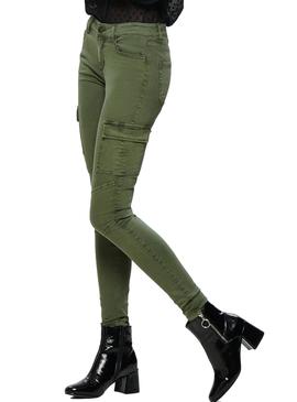 Pantalon Only Cece Verde Mujer