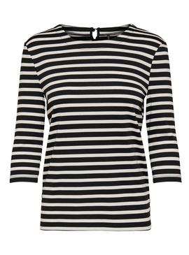 Camiseta Only Manda Rayas Negro Mujer