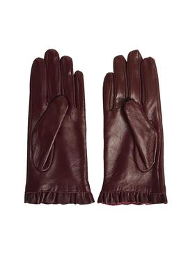 Guantes Naf Naf Cuero Granate Mujer