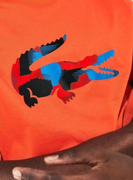Camiseta Lacoste Sport Croco Camo Naranja Hombre