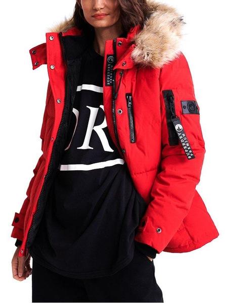 salto graduado retorta Parka Superdry Premium Down New Rescue Rojo Mujer