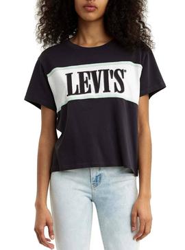 Camiseta Levis Cameron Serif Negro Mujer