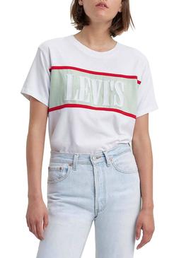 Camiseta Levis Cameron Serif Blanco Mujer