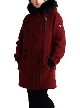 Parka Superdry Wool Granate Para Mujer