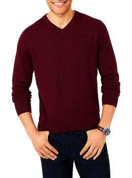 Jersey Nautica Basic V Granate Hombre