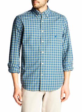 Camisa Nautica Casual Plaid Verde Hombre