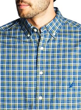 Camisa Nautica Casual Plaid Verde Hombre