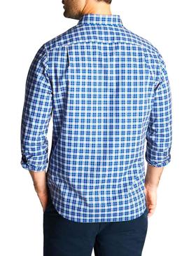 Camisa Nautica Plaid Azul Hombre