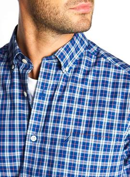 Camisa Nautica Plaid Azul Hombre