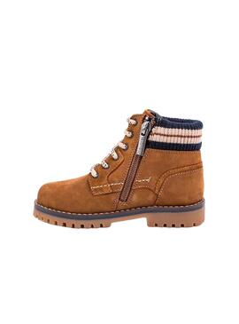 Botines Mayoral Piel Cuello Punto Camel Para Niño