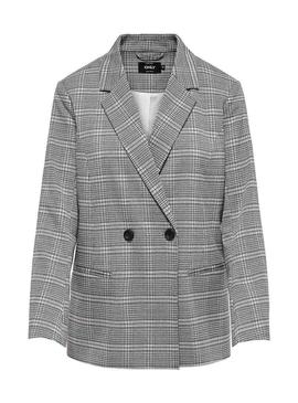 Blazer Only Rosaria Cuadros Gris Mujer