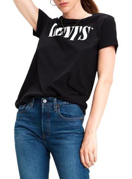 Camiseta Levis 90S Serif Negro Mujer