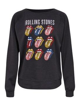 Sudadera Only Rolling Stones Gris Para Mujer