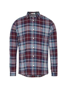 Camisa Tommy Jeans Essential Brushed Rojo Hombre