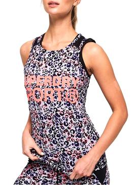 Top Superdry Active Mesh Panel Leopard Mujer