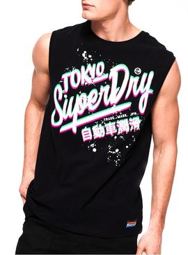 Camiseta Superdry Tank Neon Negro Hombre