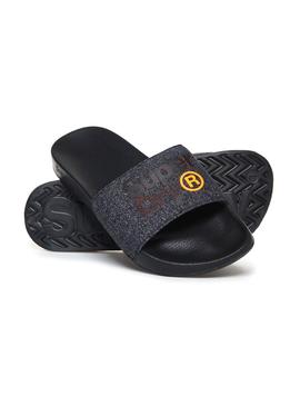Chanclas Superdry Lineman Pool Slide Negro