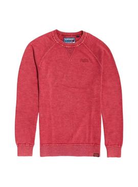 Jersey Superdry Garment Dyed Rojo Para Hombre