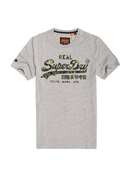 Camiseta Superdry Vintage Logo Camo Gris Hombre