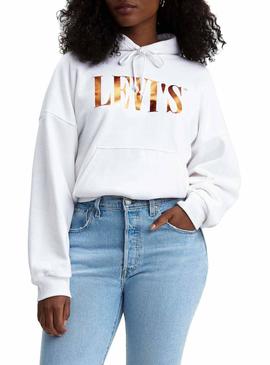 Sudadera Levis Serif Hoodie Blanco Para Mujer