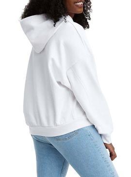 Sudadera Levis Serif Hoodie Blanco Para Mujer