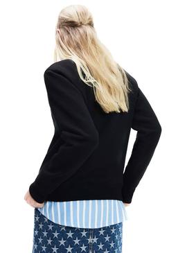 Sudadera Tommy Jeans Flag Crew Negro Mujer