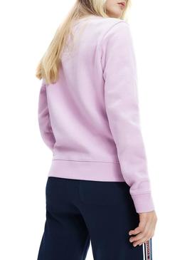 Sudadera Tommy Jeans Flag Crew Blanco Mujer