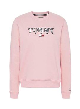 Sudadera Tommy Jeans Essential Logo Rosa Mujer