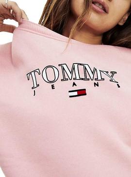 Sudadera Tommy Jeans Essential Logo Rosa Mujer