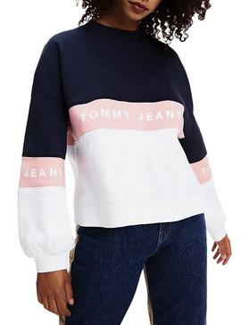 Sudadera Tommy Jeans Colorblock Crew Para Mujer