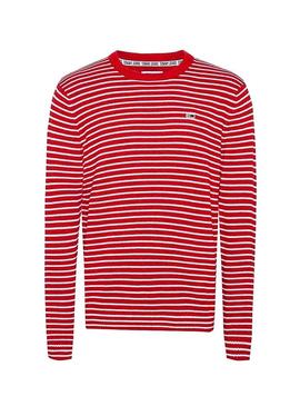 Jersey Tommy Jeans Essential Stripe Rojo Hombre