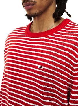 Jersey Tommy Jeans Essential Stripe Rojo Hombre