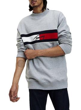 Sudadera Tommy Jeans Jacquard Flag Gris Hombre