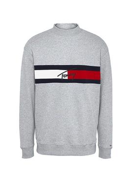Sudadera Tommy Jeans Jacquard Flag Gris Hombre