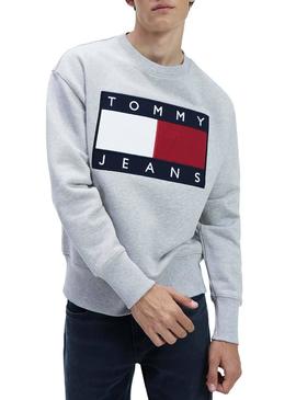 Sudadera Tommy Jeans Badge Gris Para Hombre