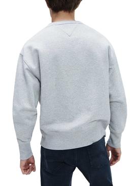 Sudadera Tommy Jeans Badge Gris Para Hombre