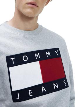 Sudadera Tommy Jeans Badge Gris Para Hombre