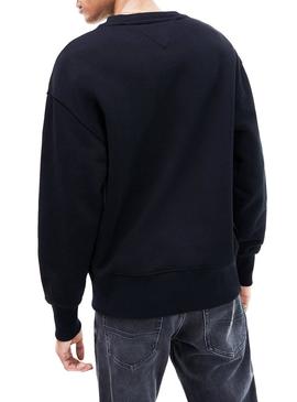 Sudadera Tommy Jeans Flag Negro Para Hombre