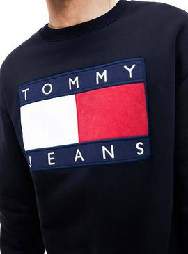 Sudadera Tommy Jeans Flag Negro Para Hombre