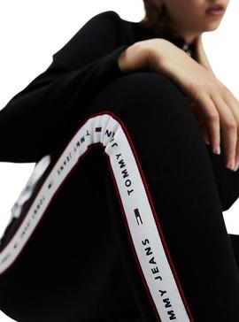 Leggings Tommy Jeans Tape Negro Para Mujer