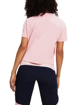 Camiseta Tommy Jeans Badge Cropped Rosa Mujer