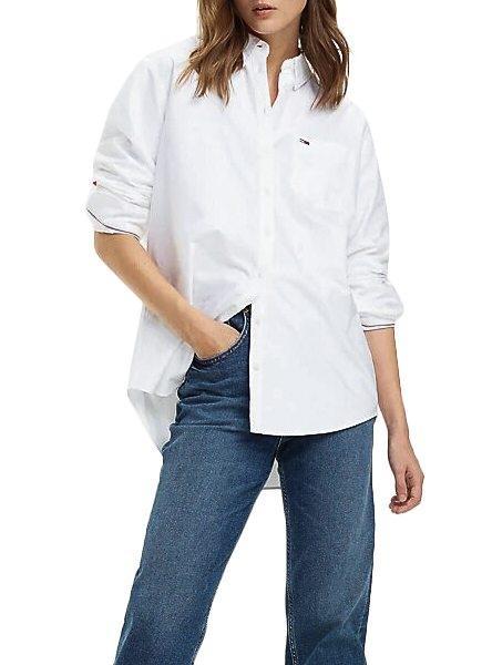Subir lunes semanal Camisa Tommy Jeans Classics Boyfriend Blanco Mujer